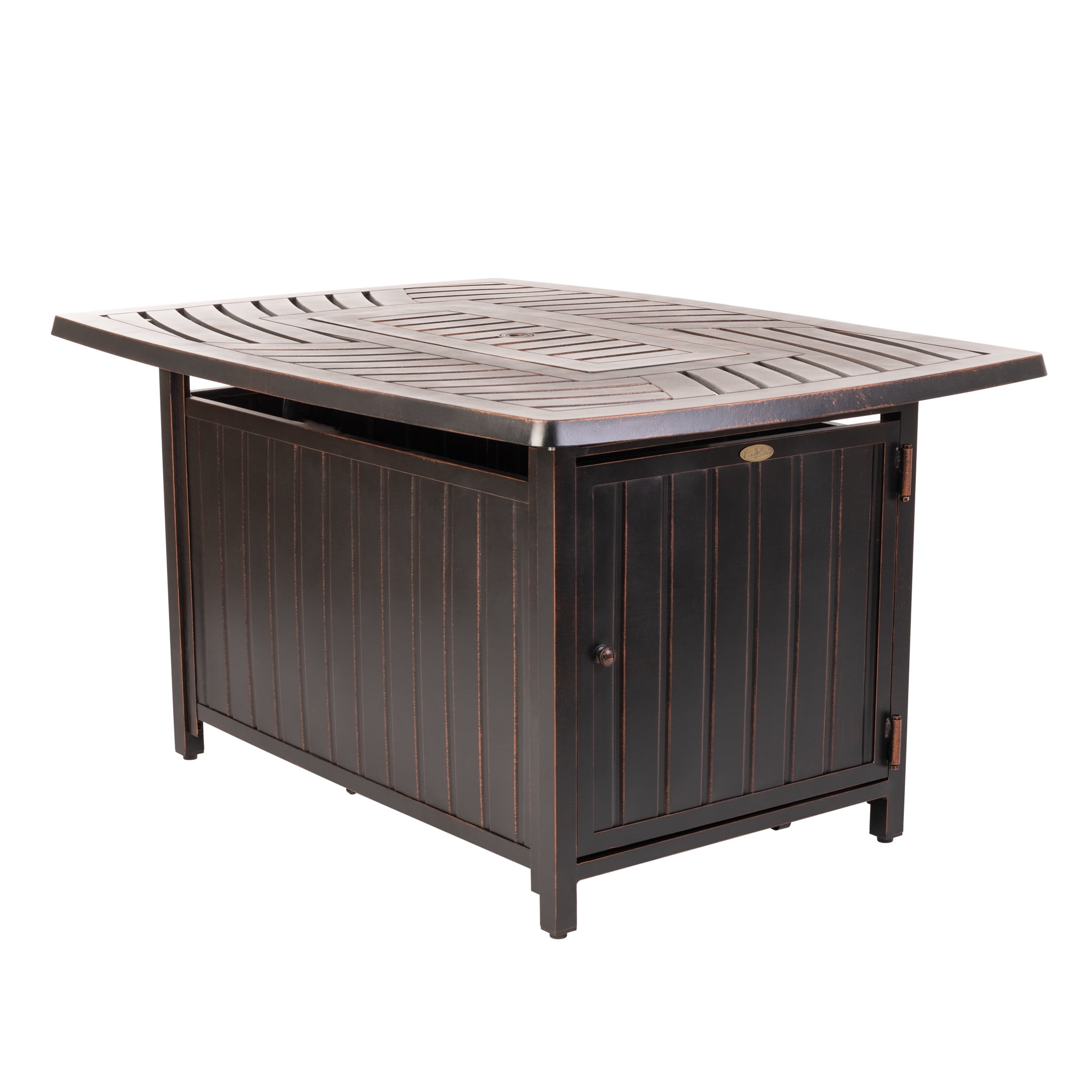 Bravos Antique Bronze Rectangular Aluminum Gas Fire Pit Table