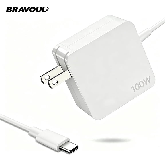 Bravoul 100W USB-C Notebook, Tablets, Smartphones Single Charger,white