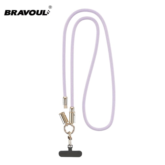 Bravoul 3.94' USB-C to USB-C 60W Phone Charging Cable with Shoulder Strap, Purple