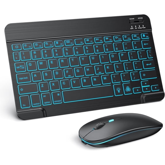 Bravoul Rechargeable Wireless Bluetooth Computer Keyboard & Mouse Sets, Black