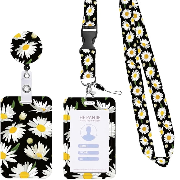 Bravoul Heavy-Duty Retractable Badge Reel 360 Degree Rotating Clip Leopard Pattern with Lanyard 1-Pack