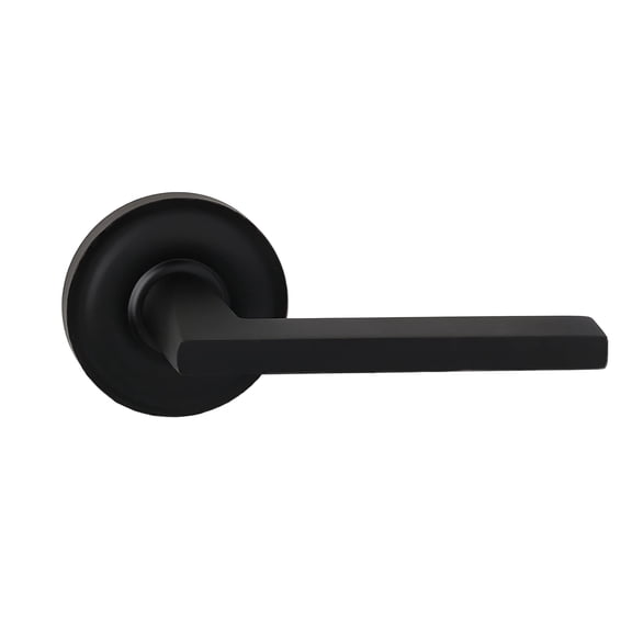 Bravura Hardware 333B Atlanta Lever Passage Lockset with Modern Round Trim Reversible Adjustable Door Handle Lever for Hallway/Office, Matte Black