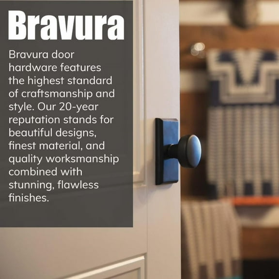Bravura Hardware 925 Bancroft Knob Privacy Lockset with Modern Arched Trim Crystal Door Knob for Bedroom/Bathroom, Matte Black