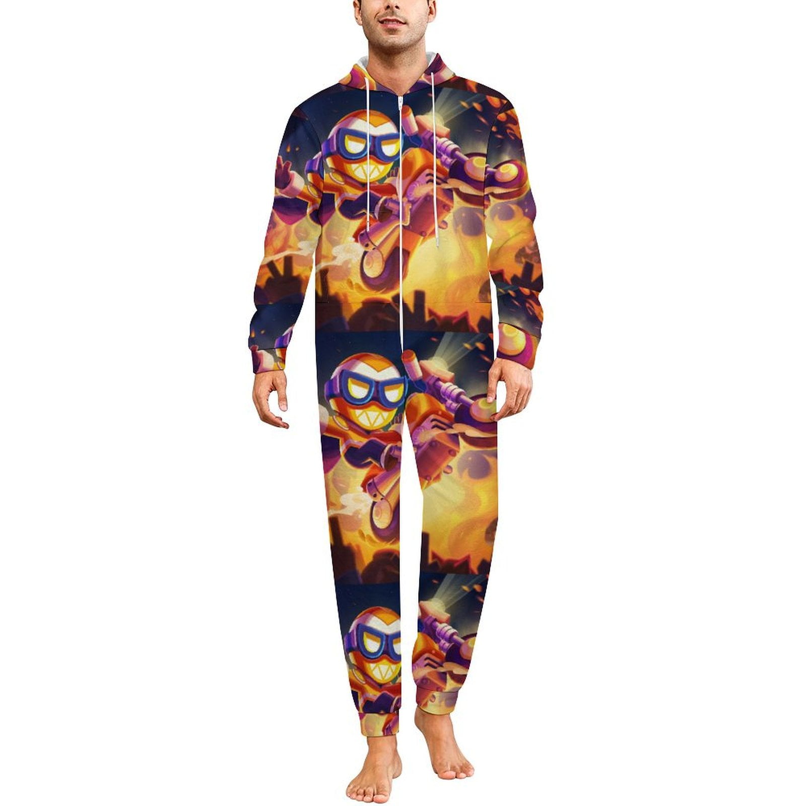Brawl Stars Jumpsuit for Men Women Hooded Flannel Onesie Rompers Soft ...