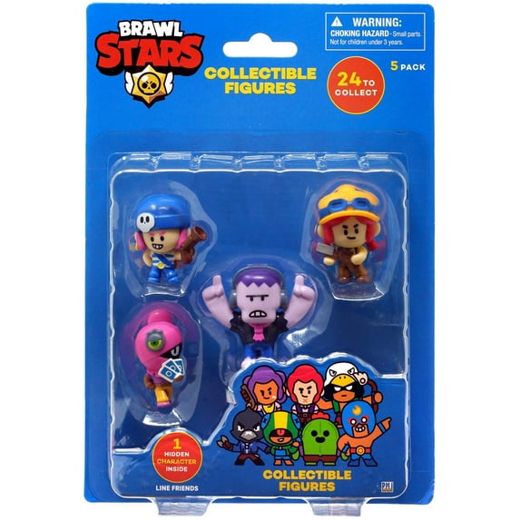 PMI Brawl Stars Mini Figure 5-Pack, Jessy, Frank, Penny, Tara & 2 Mystery Figures, Collectible