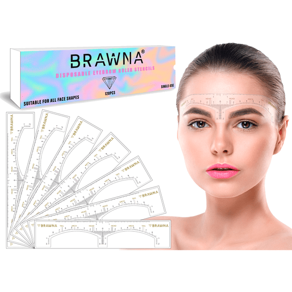 Brawna Eyebrow Ruler Stencil - 120 Pcs Clear Adhesive Mapping Thread for Arch and Tattoo Shaping