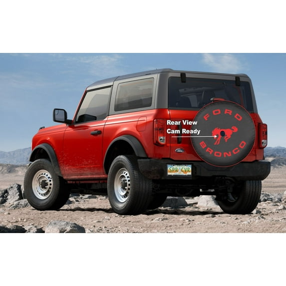 Brawny Bronco - 30-in w/Cam - RED Edition - US Made SpareCover® - Brawny Series - Heavy Vinyl Denim Texture - High Endurance Spare Tire Cover
