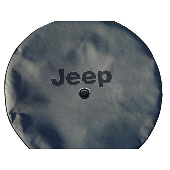 Brawny Jeep - 35-in w/Camera - US Made SpareCover - Brawny Series - Black-on-Black - Heavy Vinyl Denim Texture - High Endurance Spare Tire Cover