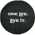 thumbnail image 1 of Brawny One Life Live IT - White - 33-in - US Made SpareCover® - Brawny Series - Heavy Jet-Black Vinyl Denim Texture - High Endurance Tire Cover, 1 of 5