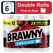 Brawny Pick-A-Size Paper Towels, 6 Double Rolls, 2 Sheet Sizes, Everyday Paper Towel
