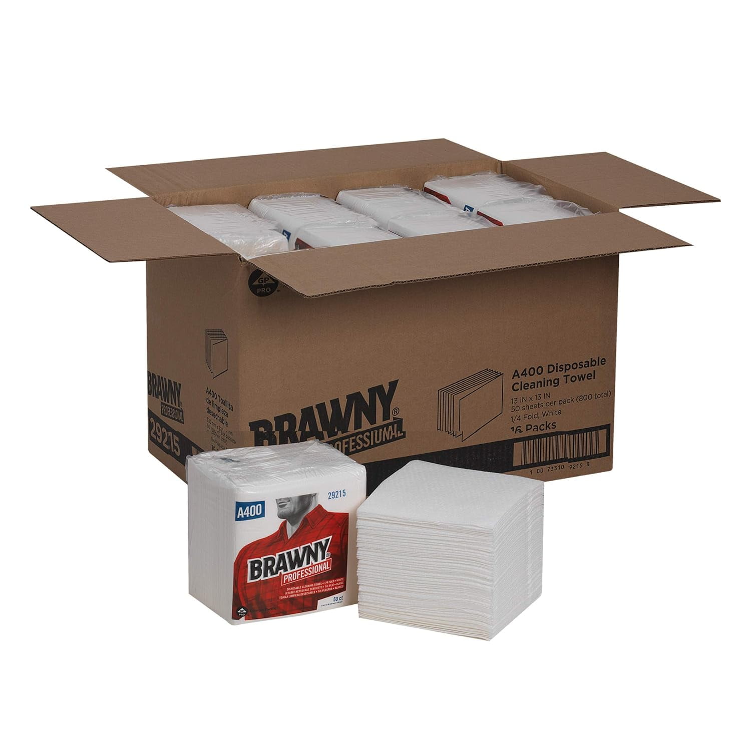 Brawny Professional 1/4Fold A400 Disposable Cleaning Towel by GP PRO