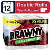Brawny Tear-a-Square Paper Towels, 12 Double Rolls