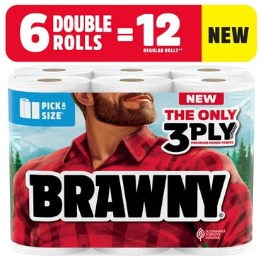Brawny Pick-a-Size 3-Ply Paper Towels, 6 Double Rolls