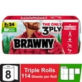 thumbnail image 1 of Brawny Tear-a-Square 3-Ply Paper Towels, 8 Triple Rolls, 114 Sheets Per Roll, 1 of 12