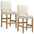 thumbnail image 1 of Brax Counter Height Stool with Upholstered Back and Wood Base – Set of 2 for Kitchen Counters and Islands – Modern Chairs in Natural White Sand, Leick Home, 214460, 1 of 22