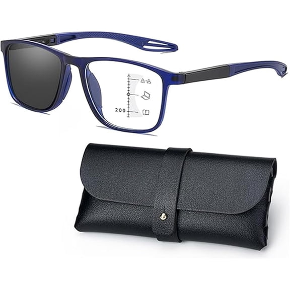 Braxora Multifocal Glasses, Mens Progressive Multifocus Reading Glasses Anti-Blue Light Photochromic Sports Readers Protection Lightweight Eyeglasses