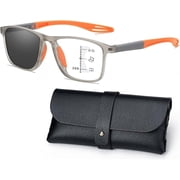 Braxora Multifocal Glasses, Mens Progressive Multifocus Reading Glasses Anti-Blue Light Photochromic Sports Readers Protection Lightweight Eyeglasses