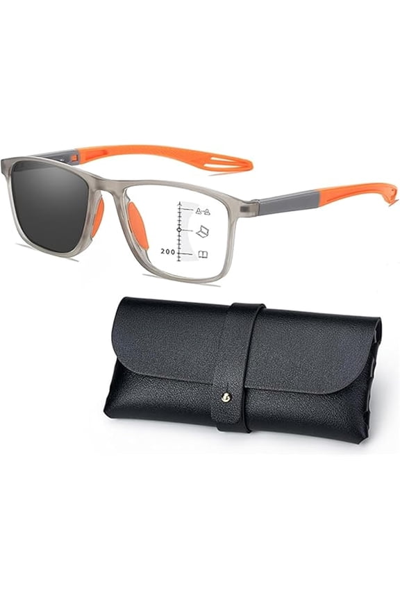 Braxora Multifocal Glasses, Mens Progressive Multifocus Reading Glasses Anti-Blue Light Photochromic Sports Readers Protection Lightweight Eyeglasses