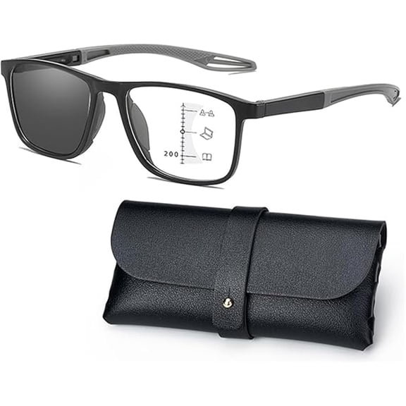 Braxora Multifocal Glasses, Mens Progressive Multifocus Reading Glasses Anti-Blue Light Photochromic Sports Readers Protection Lightweight Eyeglasses
