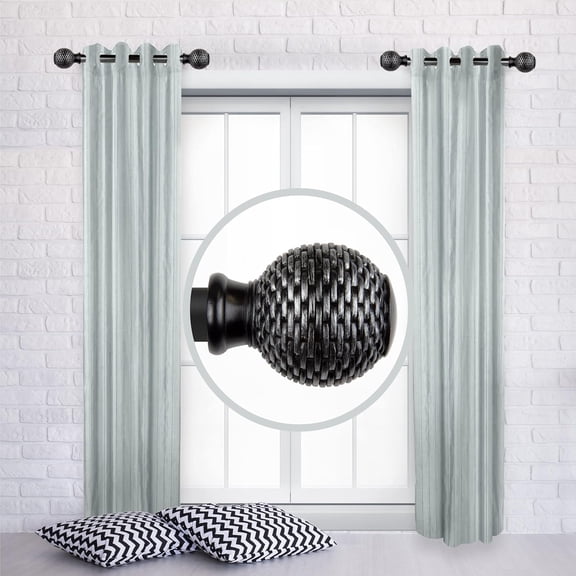 Braxton 1" Side Curtain Rod 12-20 inch (Set of 2) - Black