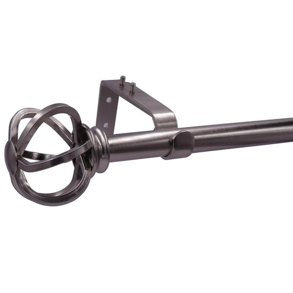 Braxton 72"-144" Adjustable Single Curtain Rod With Decorative Finials