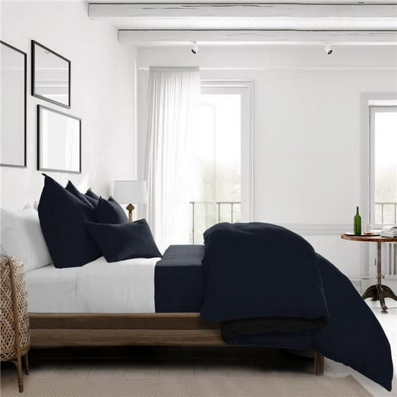 Braxton Comforter & 2 Pillow Shams Set, Navy - Super King Size - 3 Piece