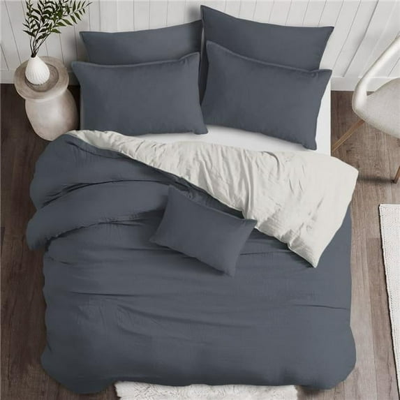 Braxton Duvet Cover & 2 Pillow Shams Set, Gray - King Size - 3 Piece