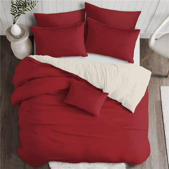 Braxton Duvet Cover & 2 Pillow Shams Set, Red - Super King Size - 3 Piece