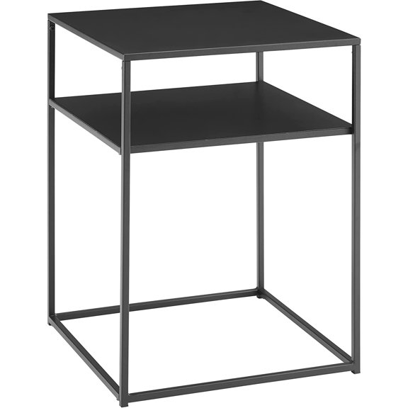 Braxton End Table | Storage Shelf, Living Room Side Table, Matte Black Nightstand