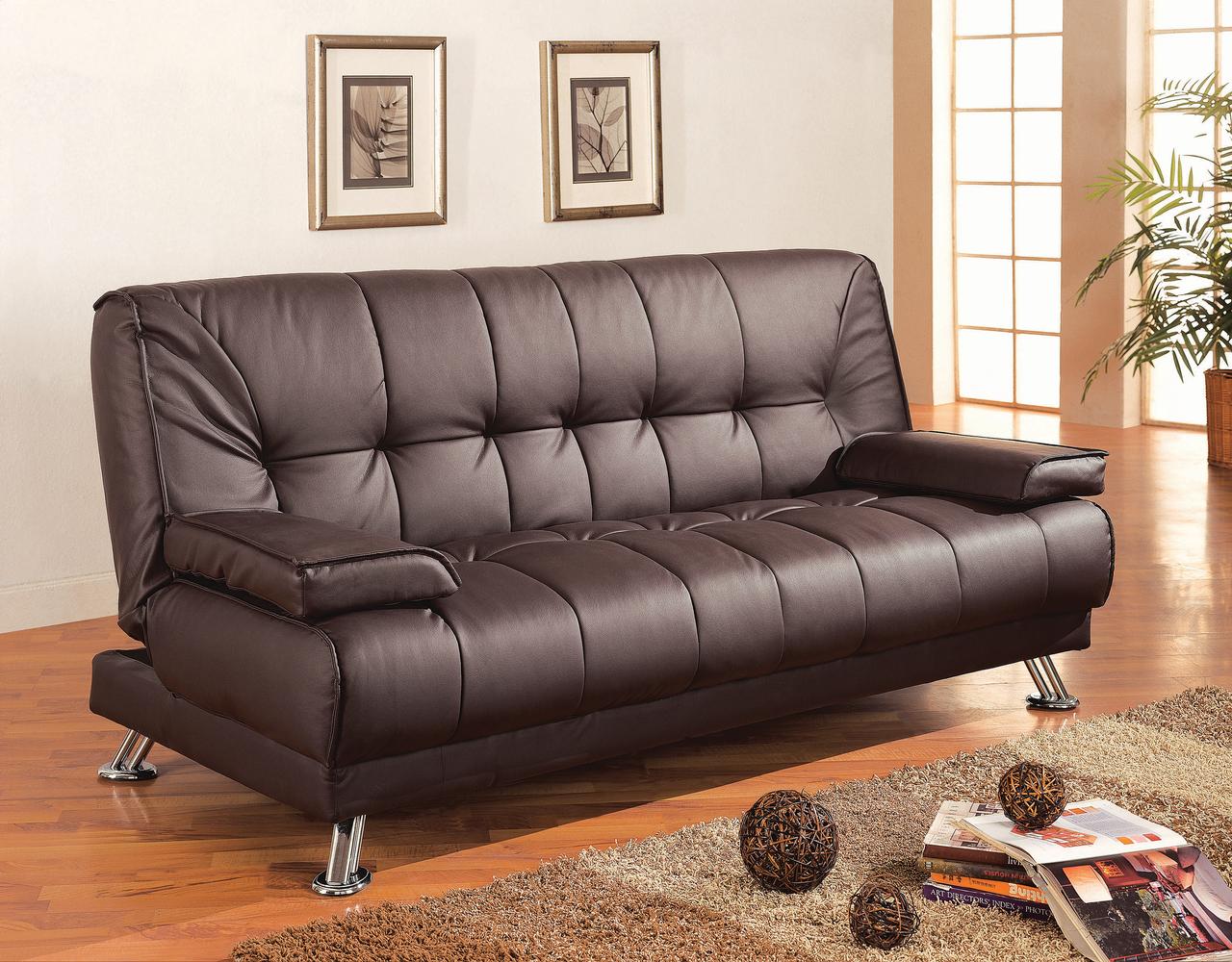 Braxton Leatherette Sofa Bed, Brown - image 1 of 4