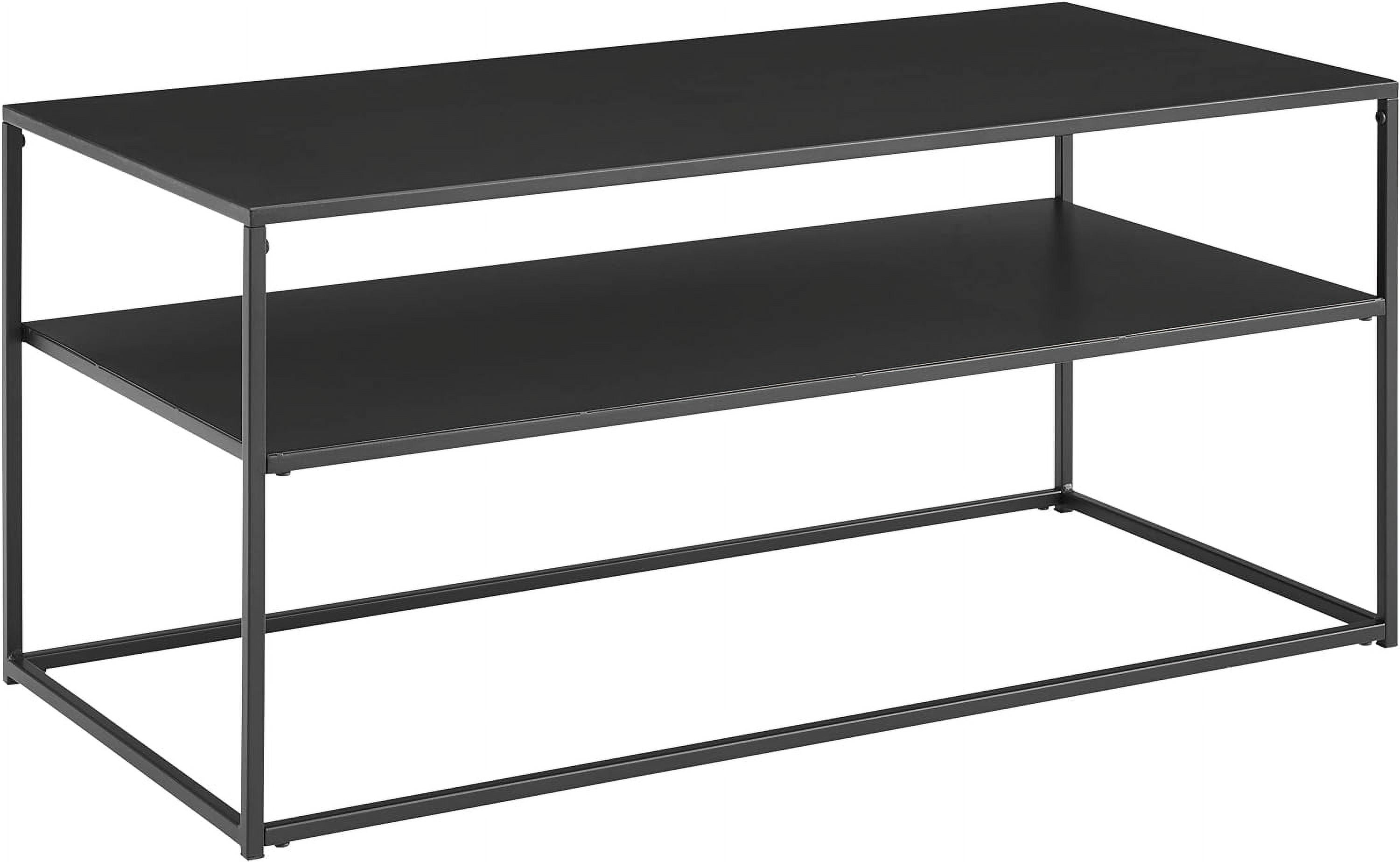 Braxton Matte Black Metal and Wood Rectangular Nesting Coffee Table