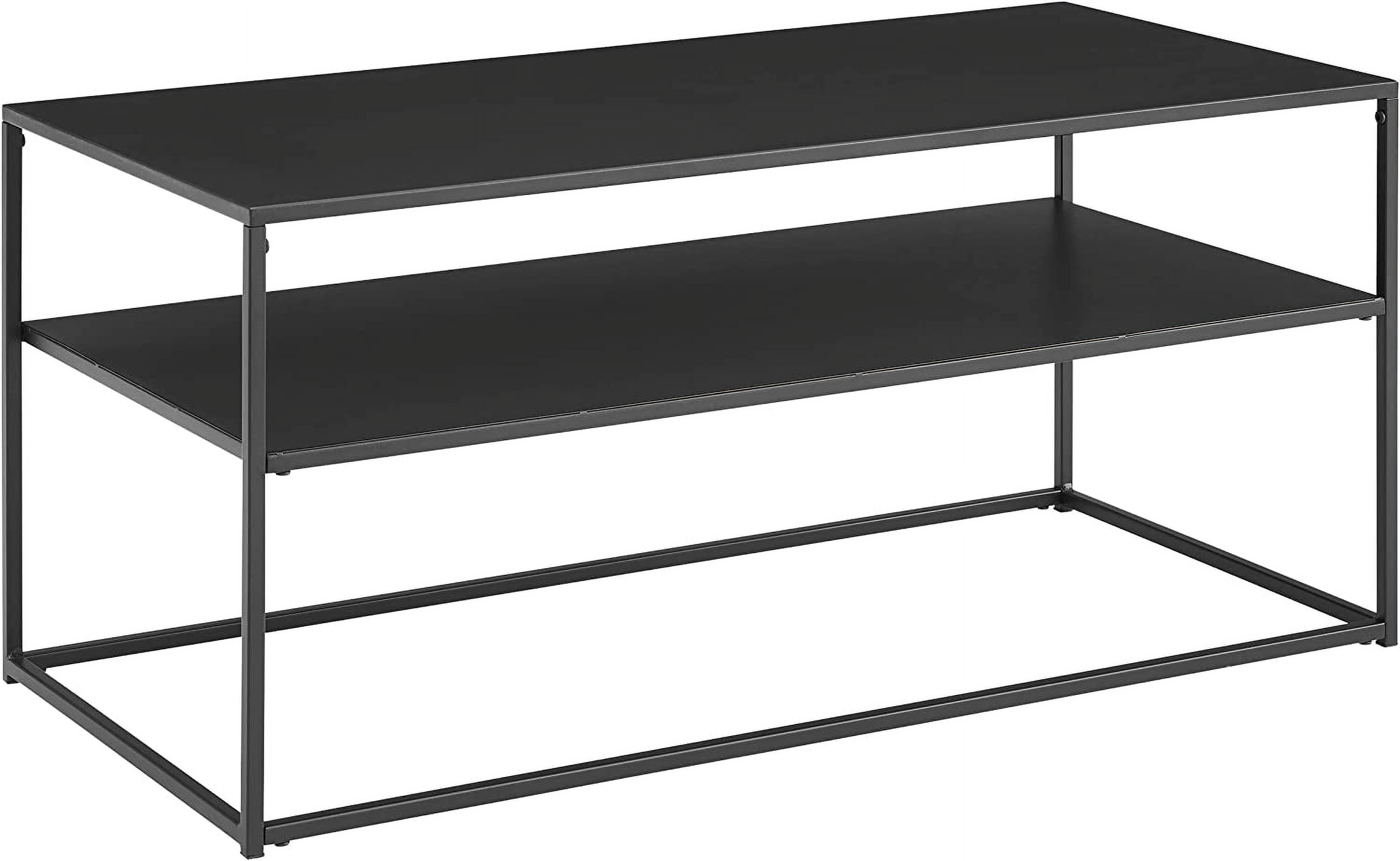 Braxton Matte Black Metal and Wood Rectangular Nesting Coffee Table
