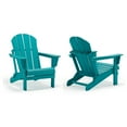 thumbnail image 1 of Braxton Outdoor Folding Plastic Adirondack Chair (Set of 2), Turquoise, 1 of 4