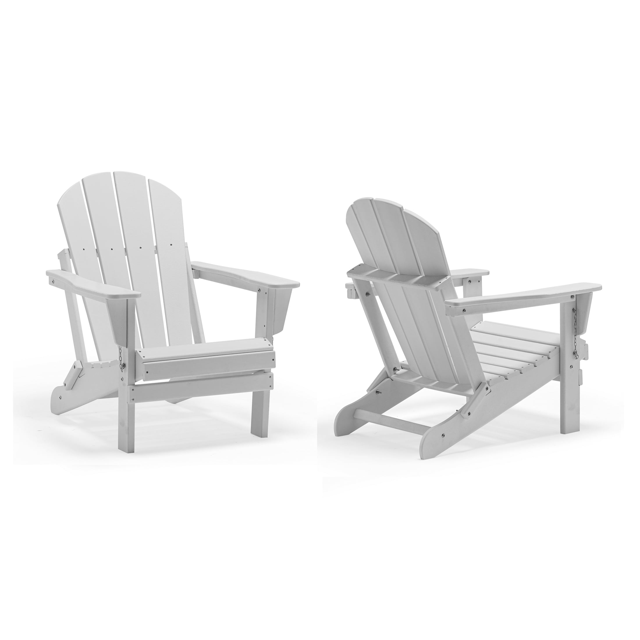 Braxton Outdoor Folding Plastic Adirondack Chair Set of 2 White
