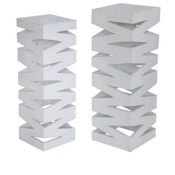 Braxton Pair of White Wood Pedestals