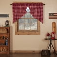 thumbnail image 1 of VHC Brands Rustic Red Plaid Braxton Scalloped Curtain for Living Room Bedroom Prairie Swag Set, 1 of 5