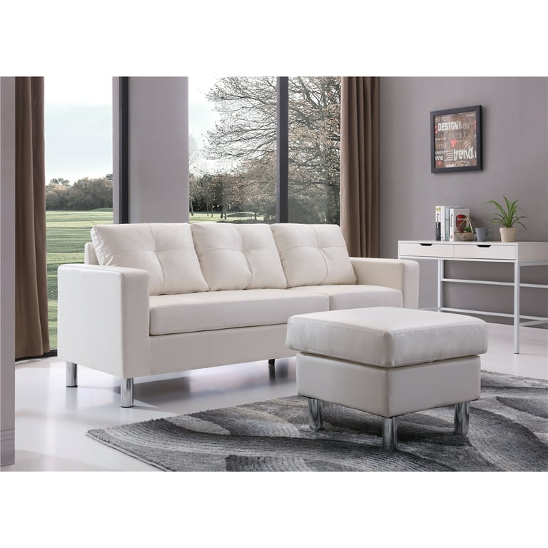 Small White Leather Sectional Sofa Baci Living Room