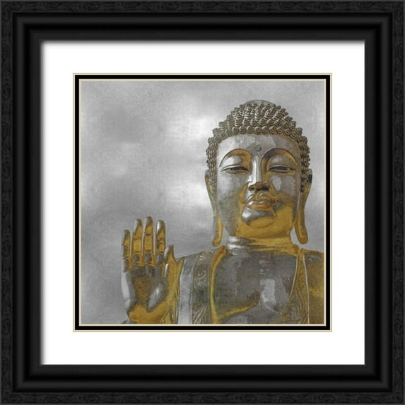 Bray, Tom 26x26 Black Ornate Wood Framed with Double Matting Museum Art Print Titled - Silver and Gold Buddha