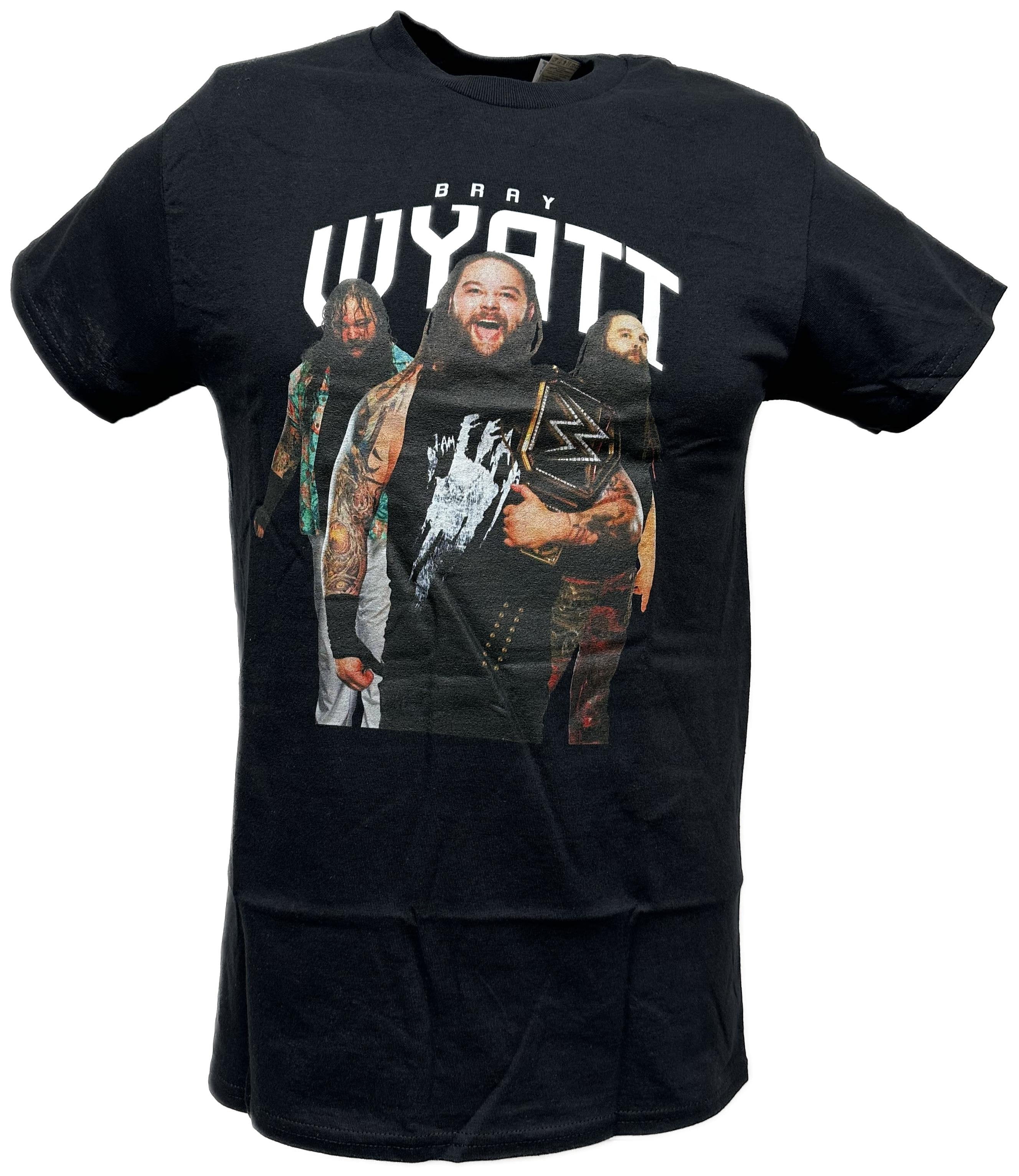 Bray Wyatt Championship Belt Three Pose Mens Black T-shirt