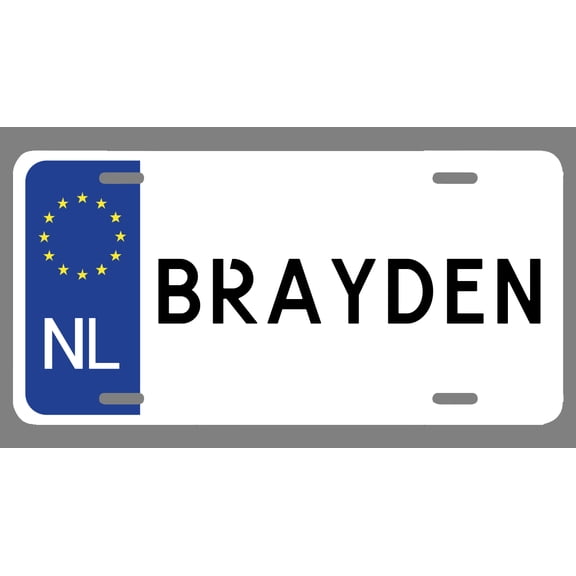 Brayden Name Euro Style License Plate Tag Vanity Novelty Metal | UV Printed Metal | 6-Inches By 12-Inches | Car Truck RV Trailer Wall Shop Man Cave | NP1000