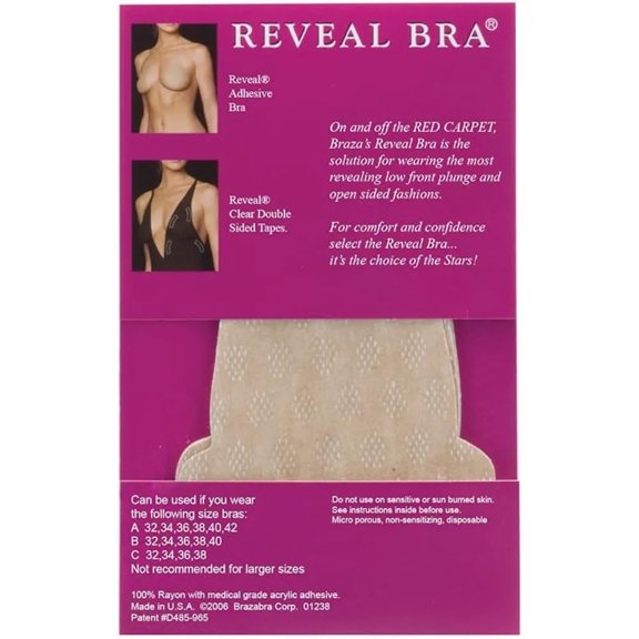 Braza Reveal Disposable Self-Adhesive Strapless Bra- Beige, 5 Pair - For Backless, Strapless, Plunge Dresses, Formal Wear & Travel, Weddings & Travel