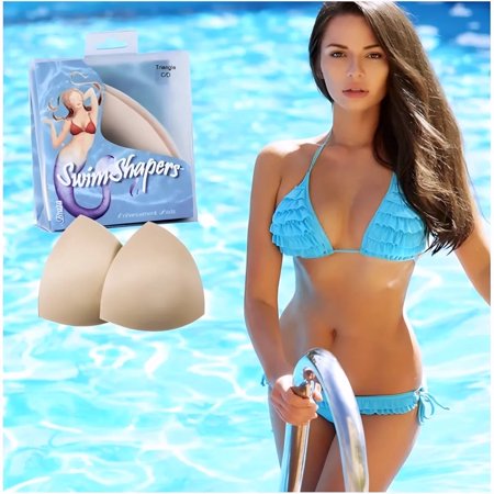 Braza Swim Shapers Triangle Foam Swimwear Pads - Beige, A/B, 1 Pair - For Bikini Tops, Halters, Swimwear, Beach Days, Resort Wear, & Vacations