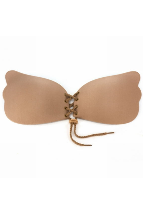 - Cleavage Pal Lace Up Bra, A, Beige
