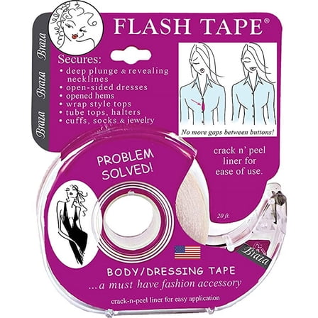 Braza Flash Tape – Double Sided Transparent Adhesive Tape for Clothing, Fabric and Body, 20ft Roll