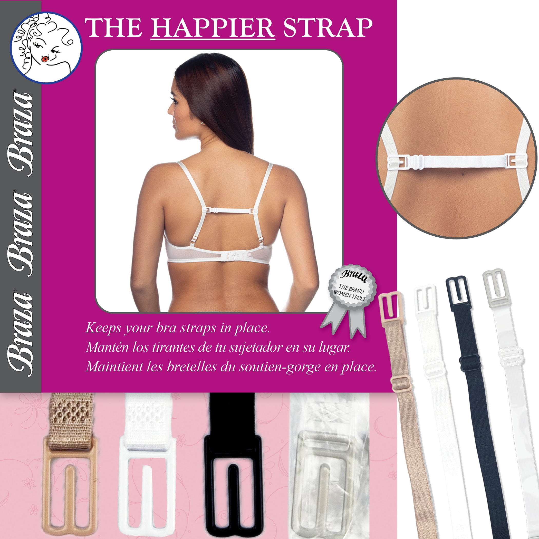 Braza Happier Strap Adjustable Women Bra Strap Holder, 4 Straps ( White