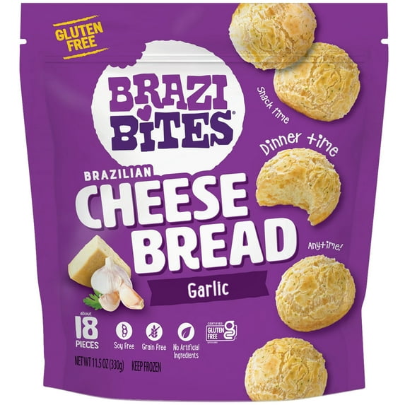 Brazi Bites Gluten-Free Garlic Brazilian Cheese Bread, Frozen, Regular, 11.5 oz (330g)