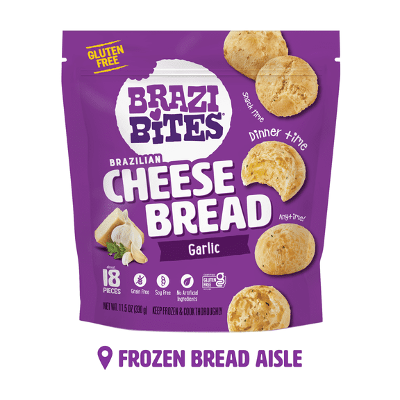 Brazi Bites Gluten-Free Garlic Brazilian Cheese Bread, Frozen, Regular, 11.5 oz (330g)