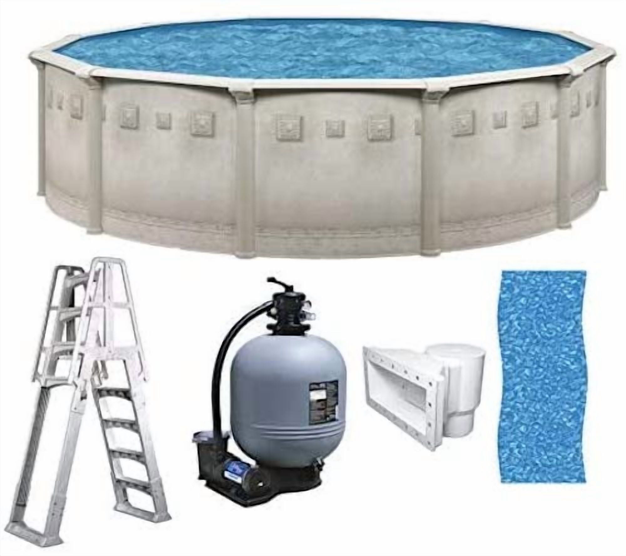 Brazil 18' x 52" Round Above-Ground Swimming Pool Premium Package, Blue, UV Resistant