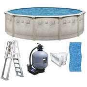 Brazil 18' x 52" Round Above-Ground Swimming Pool Premium Package, Blue, UV Resistant
