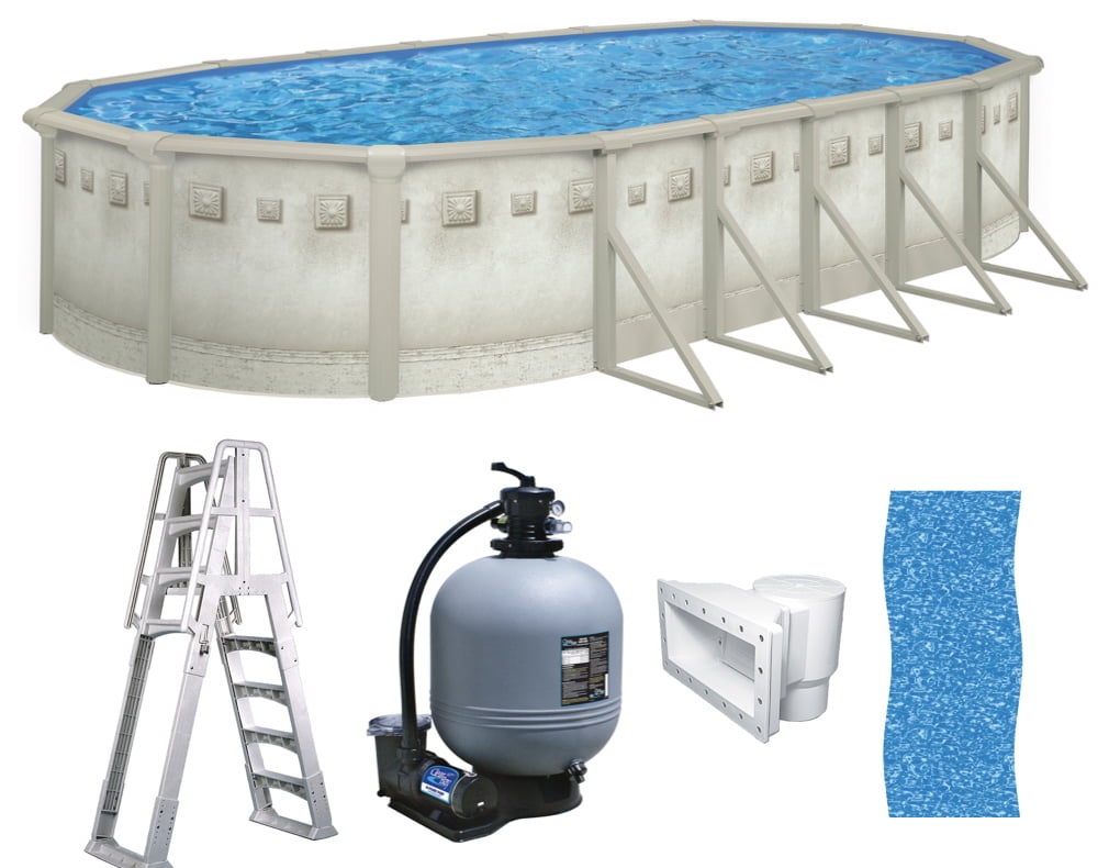 Brazil 18'x33'x52" Oval Above Ground Swimming Pool Premium Package